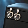 image:imageAustrian Crystal Heart Stud Dangle Earrings for Women  14K gold plated brassbutterfly claspShiny heart crystalhalo earringsgift boxBlack