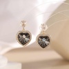 image:imageAustrian Crystal Heart Stud Dangle Earrings for Women  14K gold plated brassbutterfly claspShiny heart crystalhalo earringsgift boxBlack