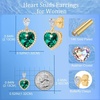 image:imageAustrian Crystal Heart Stud Dangle Earrings for Women  14K gold plated brassbutterfly claspShiny heart crystalhalo earringsgift boxEmerald
