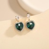 image:imageAustrian Crystal Heart Stud Dangle Earrings for Women  14K gold plated brassbutterfly claspShiny heart crystalhalo earringsgift boxEmerald
