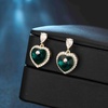 image:imageAustrian Crystal Heart Stud Dangle Earrings for Women  14K gold plated brassbutterfly claspShiny heart crystalhalo earringsgift boxEmerald