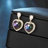 image:imageAustrian Crystal Heart Stud Dangle Earrings for Women  14K gold plated brassbutterfly claspShiny heart crystalhalo earringsgift boxRainbow