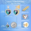 image:imageAustrian Crystal Heart Stud Dangle Earrings for Women  14K gold plated brassbutterfly claspShiny heart crystalhalo earringsgift boxRainbow
