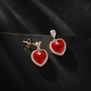 image:imageAustrian Crystal Heart Stud Dangle Earrings for Women  14K gold plated brassbutterfly claspShiny heart crystalhalo earringsgift boxRed