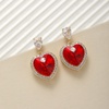 image:imageAustrian Crystal Heart Stud Dangle Earrings for Women  14K gold plated brassbutterfly claspShiny heart crystalhalo earringsgift boxRed