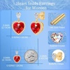 image:imageAustrian Crystal Heart Stud Dangle Earrings for Women  14K gold plated brassbutterfly claspShiny heart crystalhalo earringsgift boxRed