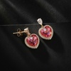 image:imageAustrian Crystal Heart Stud Dangle Earrings for Women  14K gold plated brassbutterfly claspShiny heart crystalhalo earringsgift boxRose Pink
