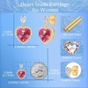 image:imageAustrian Crystal Heart Stud Dangle Earrings for Women  14K gold plated brassbutterfly claspShiny heart crystalhalo earringsgift boxRose Pink
