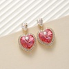 image:imageAustrian Crystal Heart Stud Dangle Earrings for Women  14K gold plated brassbutterfly claspShiny heart crystalhalo earringsgift boxRose Pink