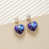 image:imageAustrian Crystal Heart Stud Dangle Earrings for Women  14K gold plated brassbutterfly claspShiny heart crystalhalo earringsgift boxViolet