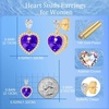image:imageAustrian Crystal Heart Stud Dangle Earrings for Women  14K gold plated brassbutterfly claspShiny heart crystalhalo earringsgift boxViolet