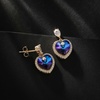 image:imageAustrian Crystal Heart Stud Dangle Earrings for Women  14K gold plated brassbutterfly claspShiny heart crystalhalo earringsgift boxViolet