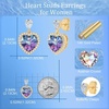 image:imageAustrian Crystal Heart Stud Dangle Earrings for Women  14K gold plated brassbutterfly claspShiny heart crystalhalo earringsgift boxVitrail Light