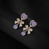 image:imageAustrian Crystal Heart Teardrop Bowknot Drop Dangle Stud Earrings for Women 14K White Gold Plated Hypoallergenic Jewelry Gifts for WomenPurple GoldTone