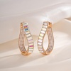 image:imageAustrian Crystal Hoop Earrings for Women Pave Oval Hoop Earrings for Women 14K Gold Plated Hypoallergenic Jewelry GiftAurora Borealis