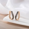 image:imageAustrian Crystal Hoop Earrings for Women Pave Oval Hoop Earrings for Women 14K Gold Plated Hypoallergenic Jewelry GiftBlack