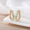 image:imageAustrian Crystal Hoop Earrings for Women Pave Oval Hoop Earrings for Women 14K Gold Plated Hypoallergenic Jewelry GiftFern Green