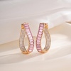 image:imageAustrian Crystal Hoop Earrings for Women Pave Oval Hoop Earrings for Women 14K Gold Plated Hypoallergenic Jewelry GiftPink