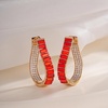 image:imageAustrian Crystal Hoop Earrings for Women Pave Oval Hoop Earrings for Women 14K Gold Plated Hypoallergenic Jewelry GiftRED