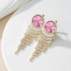 image:imageAustrian Crystal Long Tassel Dangling Drop Earrings for Women Round Leverback Earrings 14K Gold Plated Hypoallergenic Jewelry GiftPink