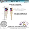 image:imageAustrian Crystal Long Tassel Dangling Drop Earrings for Women Round Leverback Earrings 14K Gold Plated Hypoallergenic Jewelry GiftRainbow