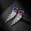 image:imageAustrian Crystal Long Tassel Dangling Drop Earrings for Women Round Leverback Earrings 14K Gold Plated Hypoallergenic Jewelry GiftRainbow
