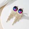 image:imageAustrian Crystal Long Tassel Dangling Drop Earrings for Women Round Leverback Earrings 14K Gold Plated Hypoallergenic Jewelry GiftRainbow