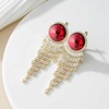 image:imageAustrian Crystal Long Tassel Dangling Drop Earrings for Women Round Leverback Earrings 14K Gold Plated Hypoallergenic Jewelry GiftRed
