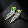 image:imageAustrian Crystal Long Tassel Dangling Drop Earrings for Women Round Leverback Earrings 14K Gold Plated Hypoallergenic Jewelry GiftVitrail Medium