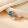 image:imageAustrian Crystal Multicolored Cilp On Earrings for Women  14K gold plated brasscolorful crystalnonpiercedsoft silicone padsgift boxBlue Green CrystalsRose Goldtone