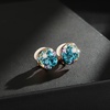image:imageAustrian Crystal Multicolored Cilp On Earrings for Women  14K gold plated brasscolorful crystalnonpiercedsoft silicone padsgift boxBlue Green CrystalsRose Goldtone