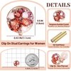 image:imageAustrian Crystal Multicolored Cilp On Earrings for Women  14K gold plated brasscolorful crystalnonpiercedsoft silicone padsgift boxPink Red CrystalsRose Goldtone