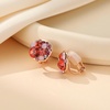 image:imageAustrian Crystal Multicolored Cilp On Earrings for Women  14K gold plated brasscolorful crystalnonpiercedsoft silicone padsgift boxPink Red CrystalsRose Goldtone
