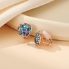 image:imageAustrian Crystal Multicolored Cilp On Earrings for Women  14K gold plated brasscolorful crystalnonpiercedsoft silicone padsgift boxPurple Main CrystalRose Goldtone