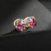 image:imageAustrian Crystal Multicolored Cilp On Earrings for Women  14K gold plated brasscolorful crystalnonpiercedsoft silicone padsgift boxRose Main CrystalRose Goldtone