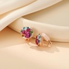 image:imageAustrian Crystal Multicolored Cilp On Earrings for Women  14K gold plated brasscolorful crystalnonpiercedsoft silicone padsgift boxRose Main CrystalRose Goldtone