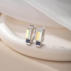 image:imageAustrian Crystal Rectangle Drop Leverback Earrings for Women  14K gold plated brassRectangle crystalsecure leverbackgift boxAurora Borealis