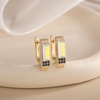image:imageAustrian Crystal Rectangle Drop Leverback Earrings for Women  14K gold plated brassRectangle crystalsecure leverbackgift boxAurora BorealisGoldtone