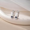 image:imageAustrian Crystal Rectangle Drop Leverback Earrings for Women  14K gold plated brassRectangle crystalsecure leverbackgift boxClear White