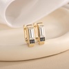 image:imageAustrian Crystal Rectangle Drop Leverback Earrings for Women  14K gold plated brassRectangle crystalsecure leverbackgift boxClear WhiteGoldtone