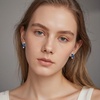 image:imageAustrian Crystal Rectangle Drop Leverback Earrings for Women  14K gold plated brassRectangle crystalsecure leverbackgift boxDark Blue