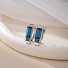 image:imageAustrian Crystal Rectangle Drop Leverback Earrings for Women  14K gold plated brassRectangle crystalsecure leverbackgift boxDark Blue