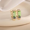 image:imageAustrian Crystal Rectangle Drop Leverback Earrings for Women  14K gold plated brassRectangle crystalsecure leverbackgift boxFern GreenGoldtone
