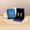 image:imageAustrian Crystal Rectangle Drop Leverback Earrings for Women  14K gold plated brassRectangle crystalsecure leverbackgift boxFern GreenGoldtone