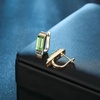 image:imageAustrian Crystal Rectangle Drop Leverback Earrings for Women  14K gold plated brassRectangle crystalsecure leverbackgift boxFern GreenGoldtone