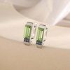 image:imageAustrian Crystal Rectangle Drop Leverback Earrings for Women  14K gold plated brassRectangle crystalsecure leverbackgift boxFern GreenSilvertone