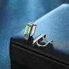 image:imageAustrian Crystal Rectangle Drop Leverback Earrings for Women  14K gold plated brassRectangle crystalsecure leverbackgift boxFern GreenSilvertone