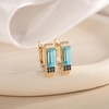 image:imageAustrian Crystal Rectangle Drop Leverback Earrings for Women  14K gold plated brassRectangle crystalsecure leverbackgift boxLight BlueGoldtone