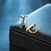 image:imageAustrian Crystal Rectangle Drop Leverback Earrings for Women  14K gold plated brassRectangle crystalsecure leverbackgift boxLight BlueGoldtone