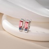 image:imageAustrian Crystal Rectangle Drop Leverback Earrings for Women  14K gold plated brassRectangle crystalsecure leverbackgift boxPink